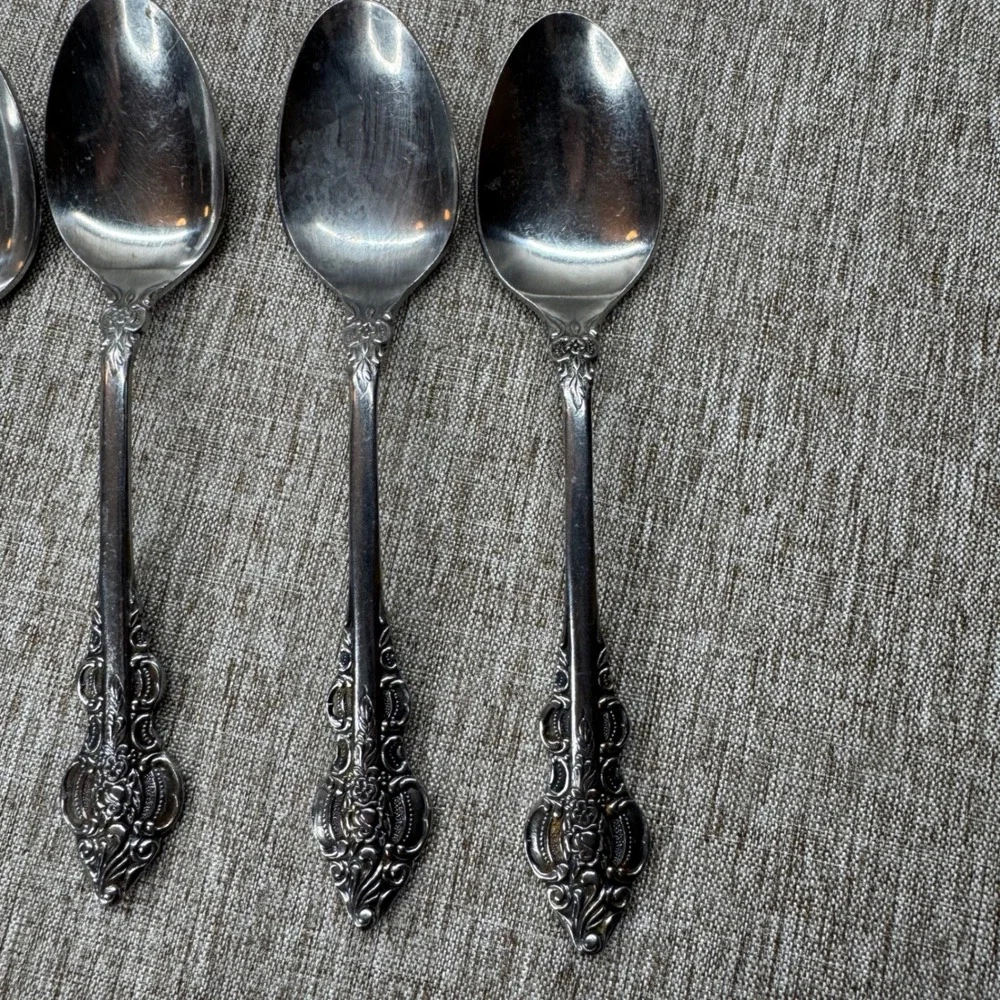Oxford Hall‎ Stainless Flatware Sutherland Set of 5 Vintage Ornate Teaspoons